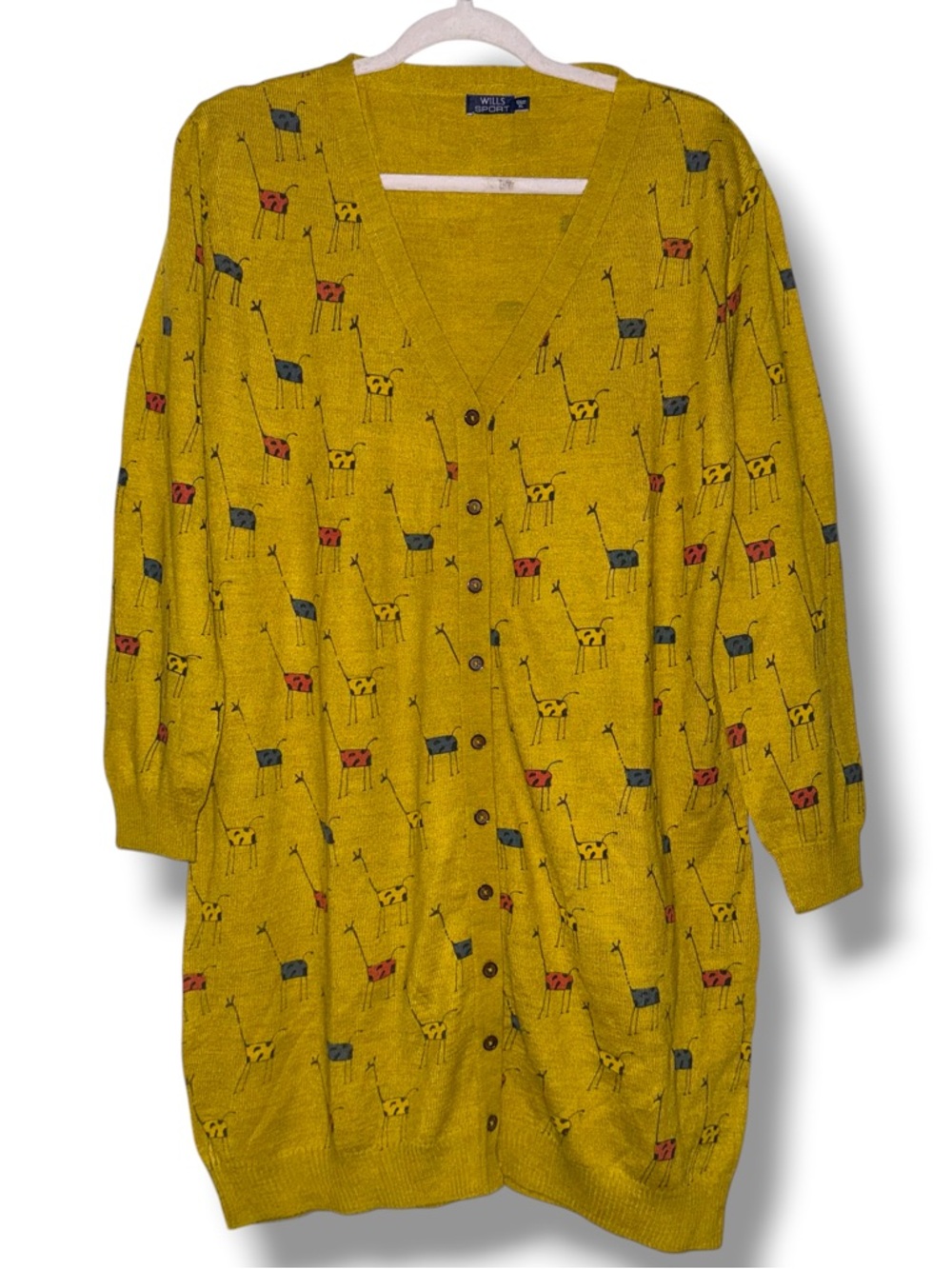 Wills Sport giraffe stick figure print V neck cardigan
